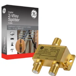 GE Pro Digital 2-Way Coaxial Splitter, Gold