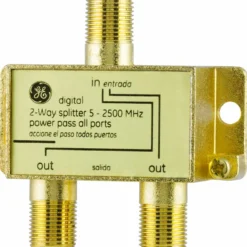 GE Pro Digital 2-Way Coaxial Splitter, Gold