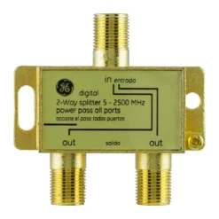 GE Pro Digital 2-Way Coaxial Splitter, Gold