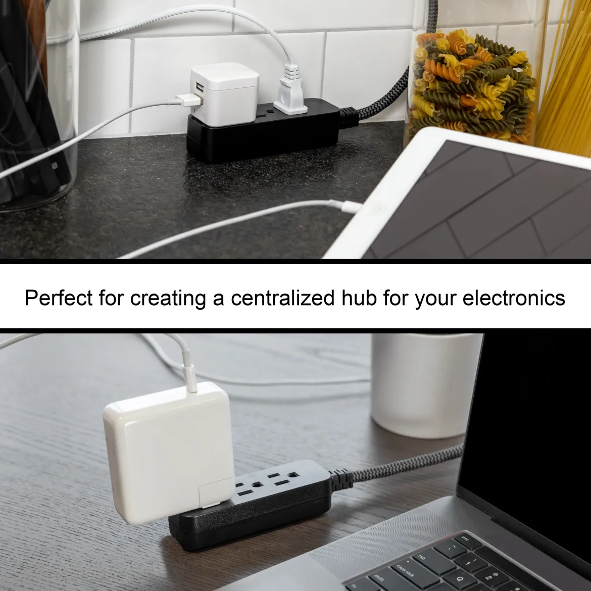 GE Pro Extension Cord with Surge Protection, 15ft., 3-Outlet Surge Black/Gray