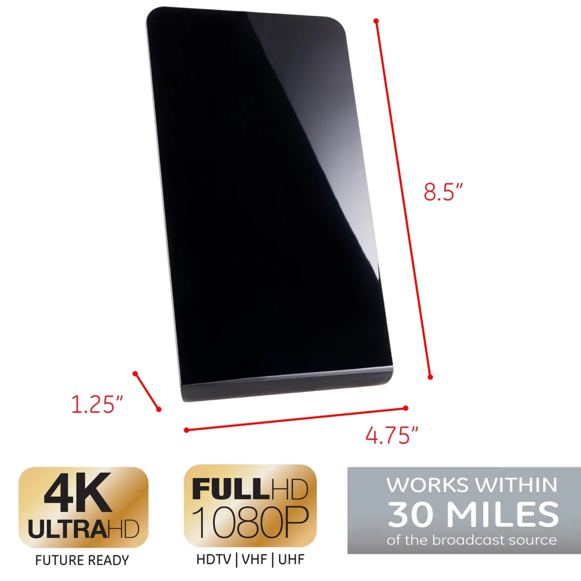GE Pro Flat Panel HD Antenna, Black