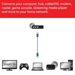 GE Pro 25ft. Cat6 Ethernet Internet Cable, Blue