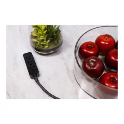 GE Pro 3-Outlet 8ft. Braided Extension Cord, Black