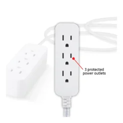 GE Pro 3-Outlet 15ft. Braided Extension Cord, Gray/White