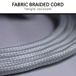 GE Pro 3-Outlet 15ft. Braided Extension Cord, Gray/White