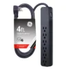 GE Pro 6-Outlet 4ft. Surge Protector, Black