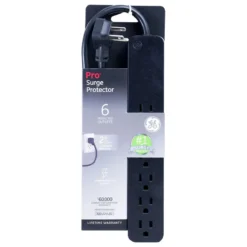 GE Pro 6-Outlet 2ft. Surge Protector, Black