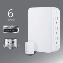 GE Pro 6-Outlet Wall Tap with Surge Protection, White