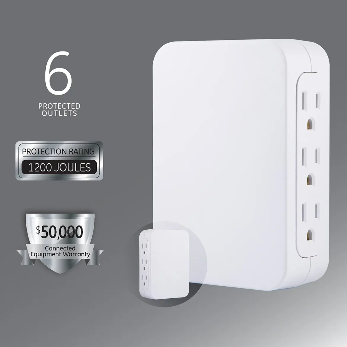GE Pro 6-Outlet Wall Tap with Surge Protection, White