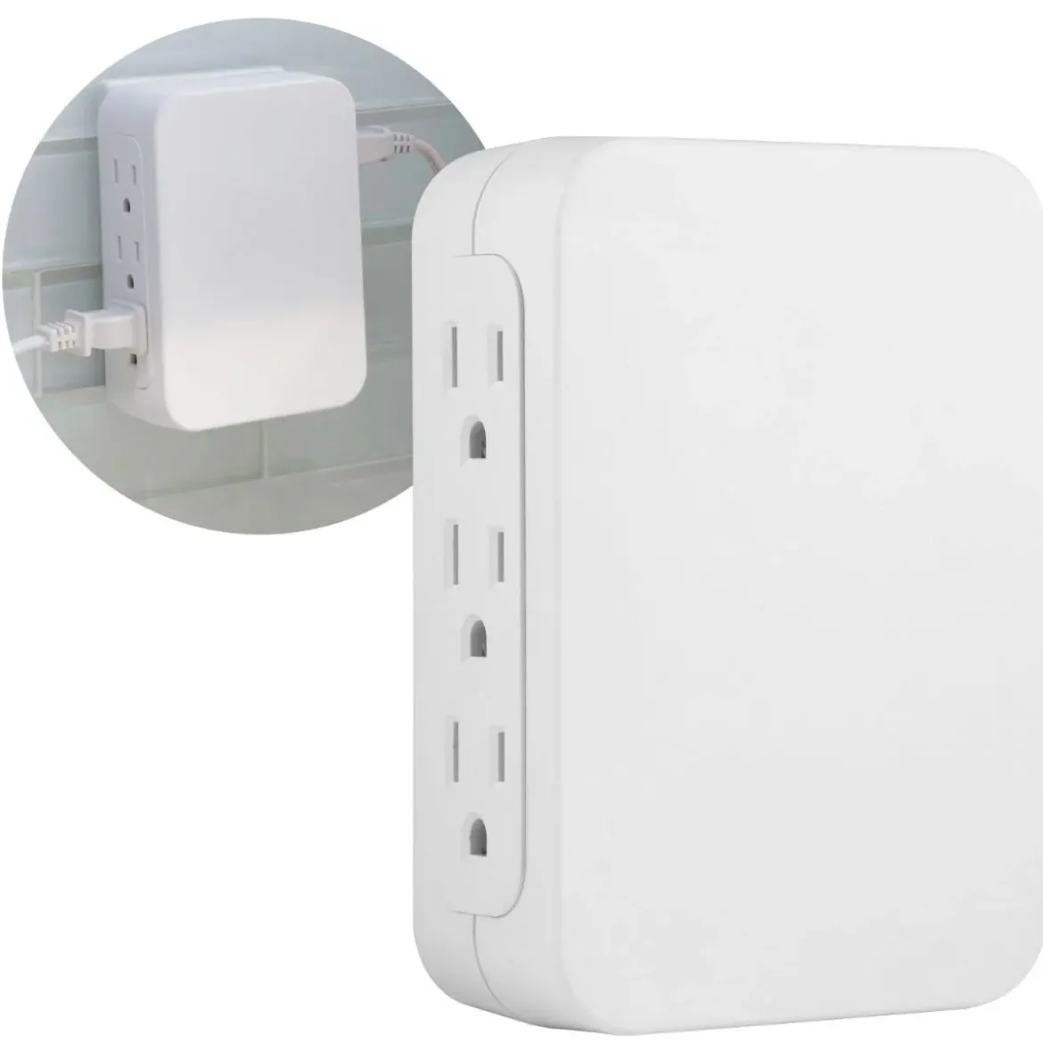 GE Pro 6-Outlet Wall Tap with Surge Protection, White