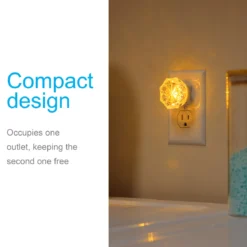 GE SleepLite Jewel Always On LED Night Light, Amber, 2 Pack