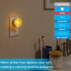 GE SleepLite Jewel Always On LED Night Light, Amber, 2 Pack
