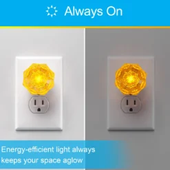 GE SleepLite Jewel Always On LED Night Light, Amber, 2 Pack