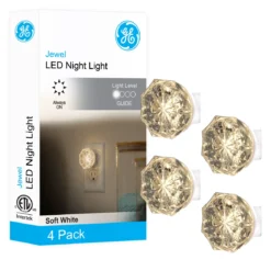 GE SleepLite Jewel Always On LED Night Light, Warm White, 4 Pack