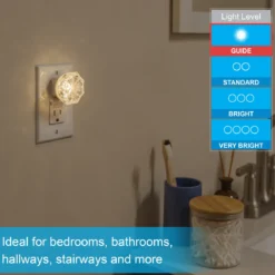 GE SleepLite Jewel Always On LED Night Light, Warm White, 4 Pack