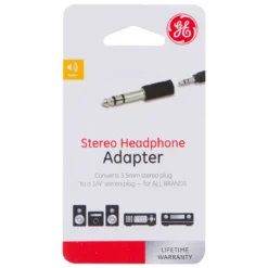 GE Stereo Headphone Adapter, Black