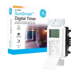 GE SunSmart Indoor In-Wall 7-Day Digital Timer, White