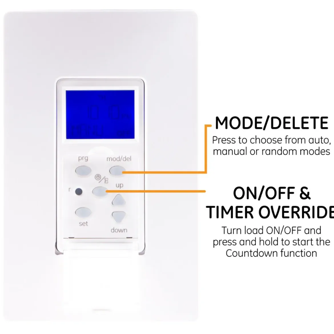 GE SunSmart Indoor In-Wall 7-Day Digital Timer, White