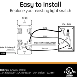 GE SunSmart Indoor In-Wall 7-Day Digital Timer, White