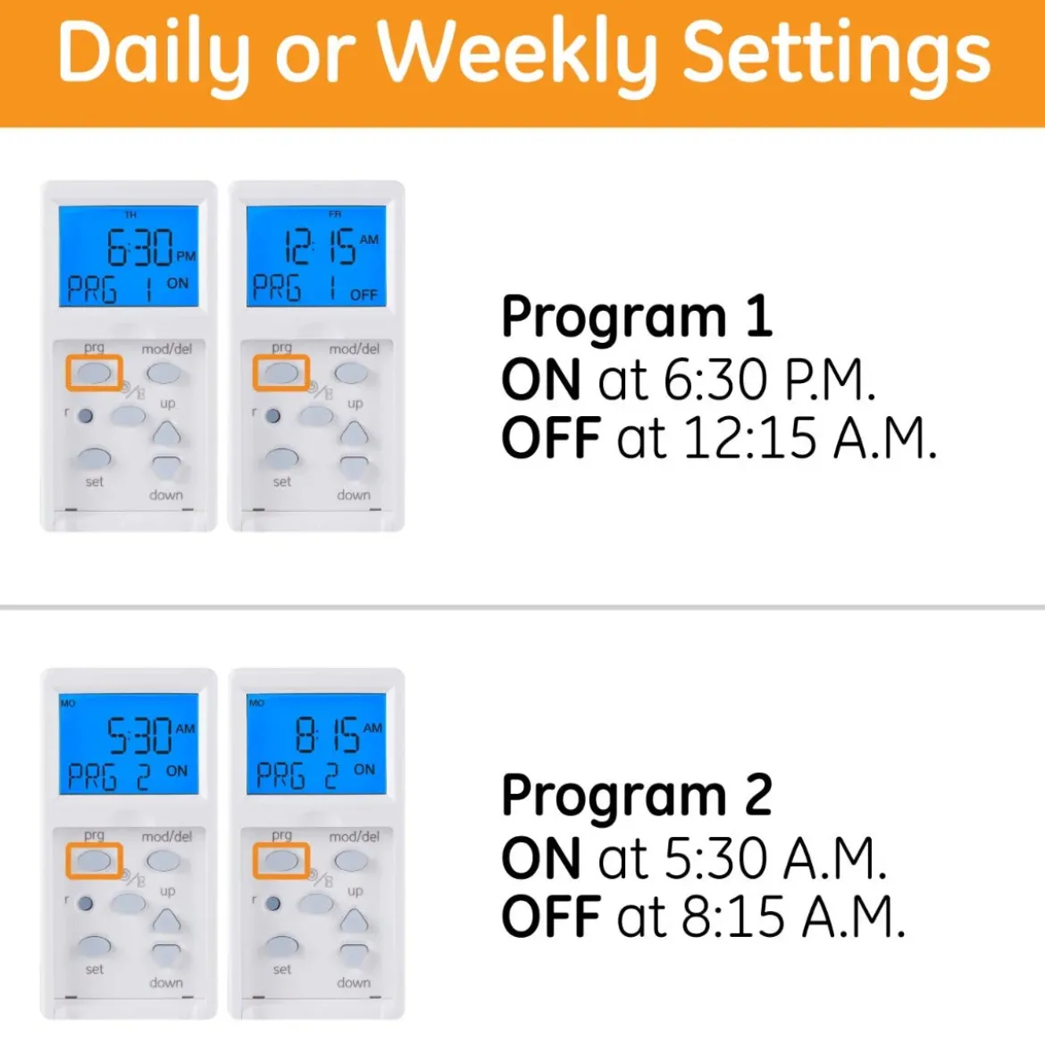 GE SunSmart Indoor In-Wall 7-Day Digital Timer, White