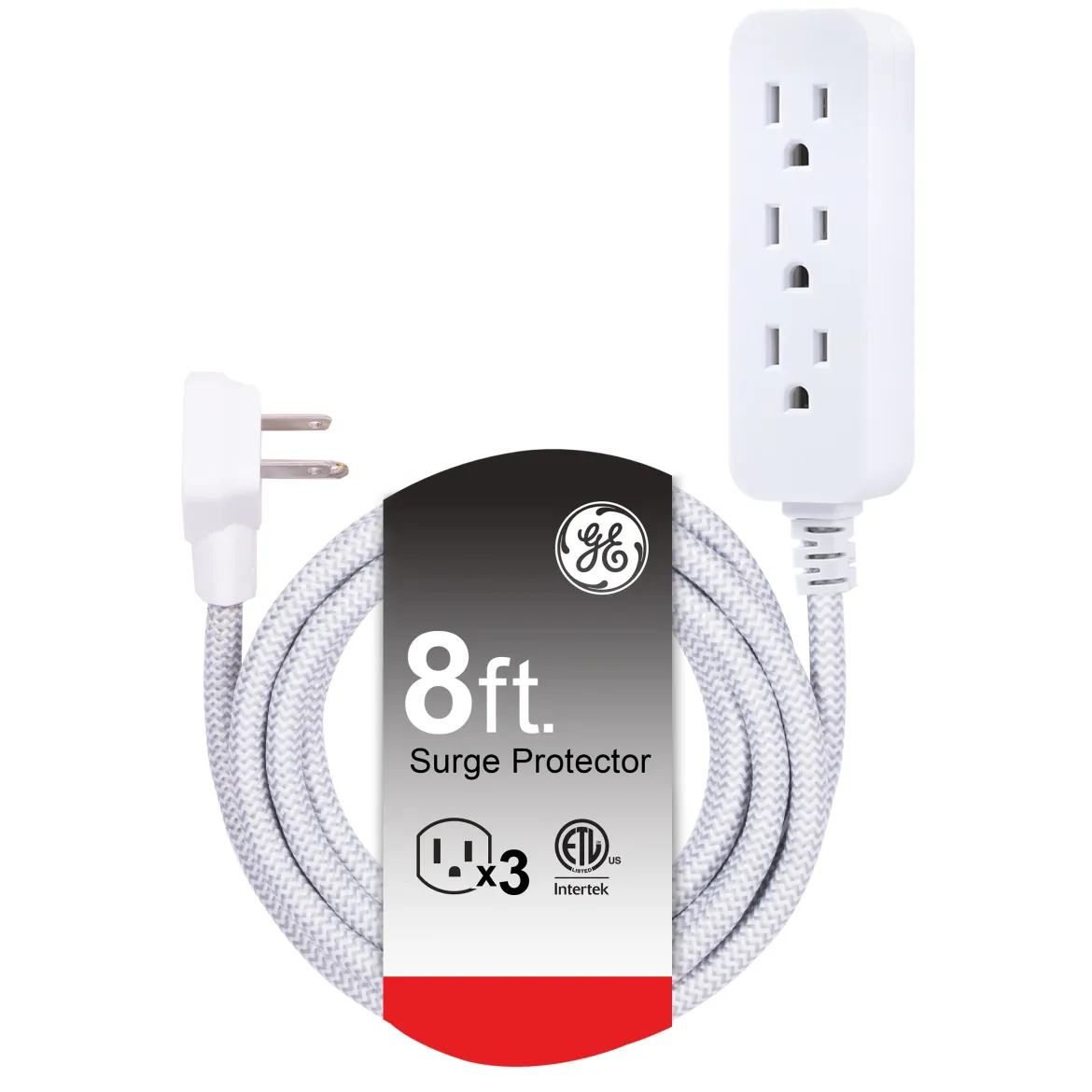 GE Surge Protector, 245J, Gray/White, 8ft.