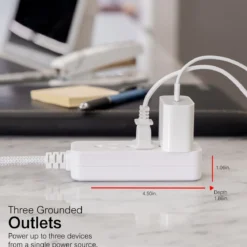 GE Surge Protector, 245J, Gray/White, 8ft.