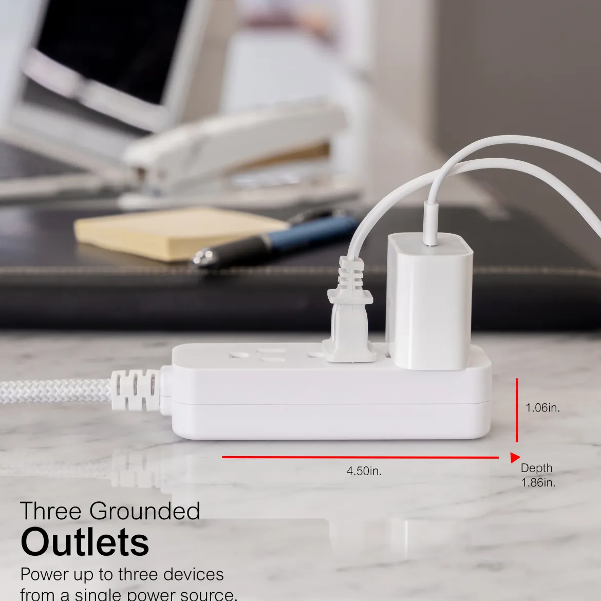 GE Surge Protector, 245J, Gray/White, 8ft.