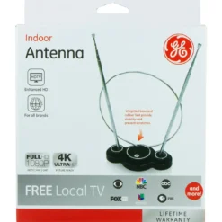 GE Traditional Loop and Rabbit Ears HD Antenna, Black