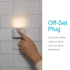 GE UltraBrite Dimmable Light Sensing LED Night Light, White