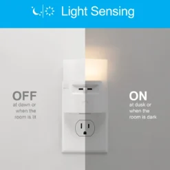GE UltraBrite Dimmable Light Sensing LED Night Light, White