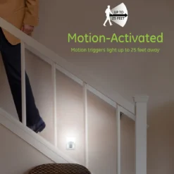 GE UltraBrite Motion Activated LED Night Light, Silver, 2 Pack