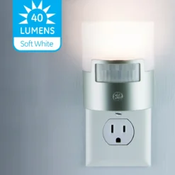 GE UltraBrite Motion Activated LED Night Light, Silver, 2 Pack
