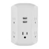 GE UltraPro 5-AC, 2-USB Side-Access Surge Protector, 560J, White