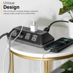 GE UltraPro ADAPT 12-Outlet Surge Protector, 3540J, 6ft. Braided Cord, Black