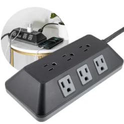 GE UltraPro ADAPT 9-Outlet Surge Protector, 2480J, 8ft. Braided Cord, Black