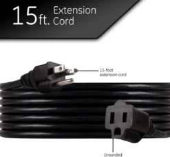 GE UltraPro 15ft. Heavy Duty Outdoor Extension Cord, Black