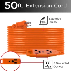 GE UltraPro 50ft. Outdoor Extension Cord, Orange