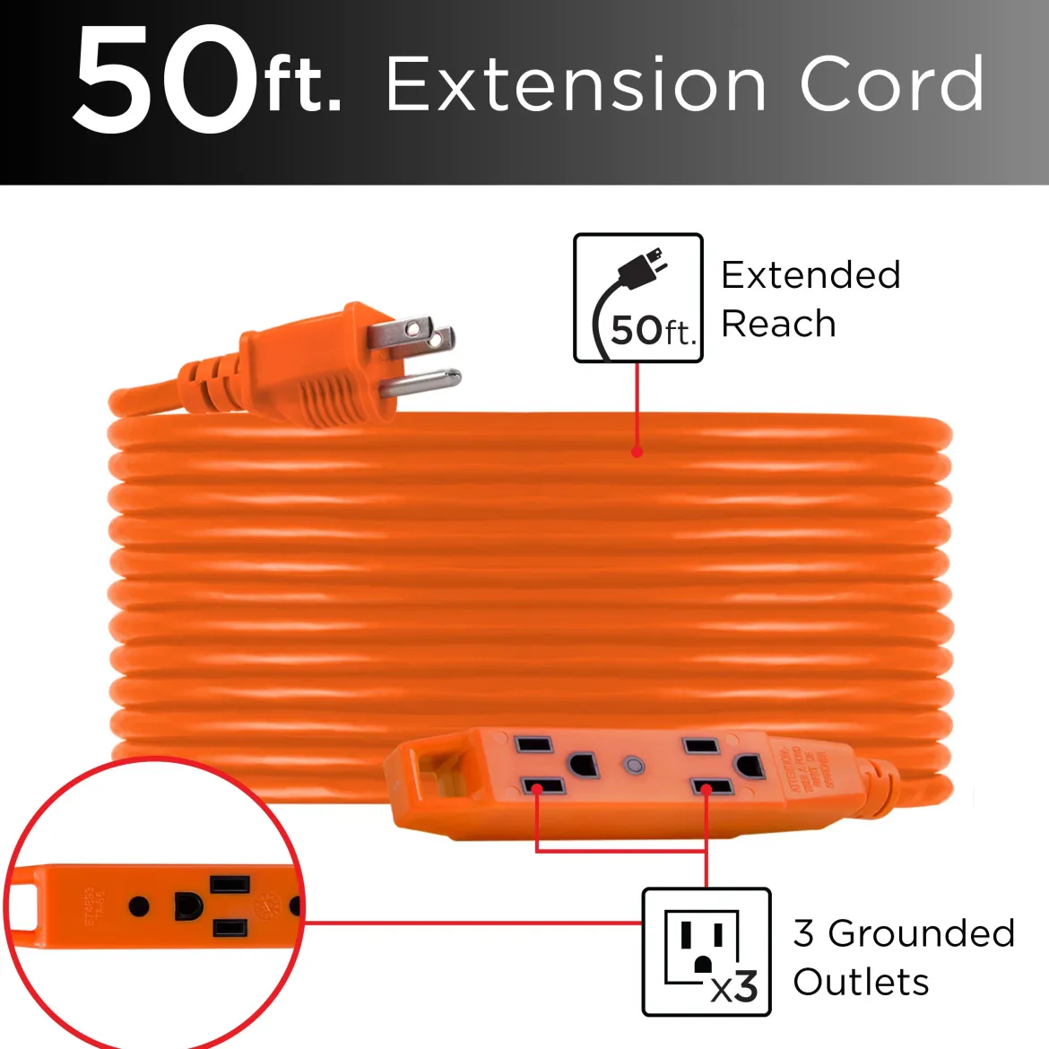 GE UltraPro 50ft. Outdoor Extension Cord, Orange