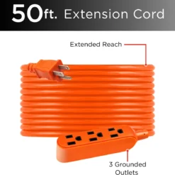 GE UltraPro 50ft. Outdoor Extension Cord, Orange