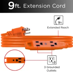 GE UltraPro 9ft. Outdoor Extension Cord, Orange