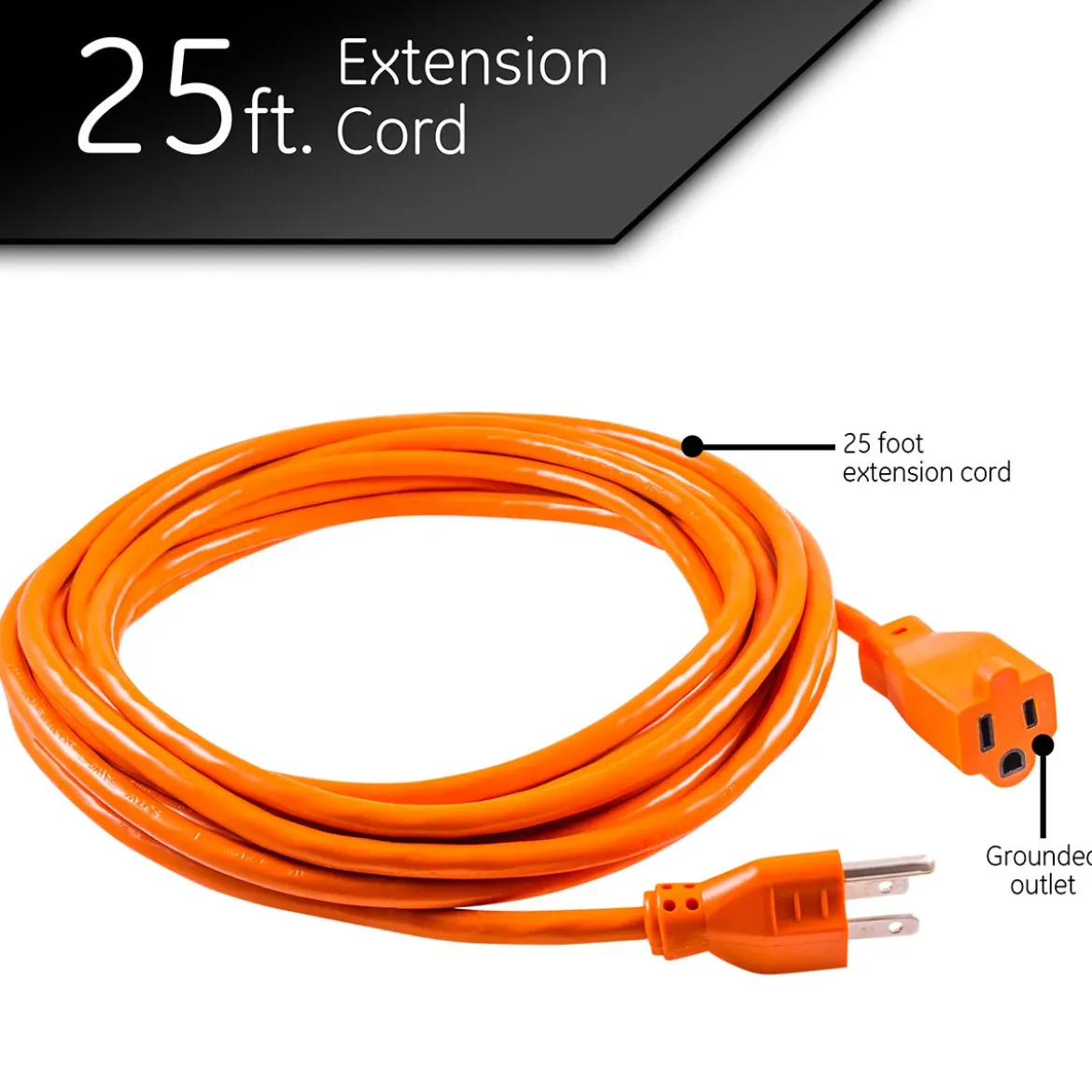 GE UltraPro 25ft. Outdoor Extension Cord, Orange
