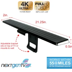 GE UltraPro Hover Bar HD Amplified Antenna, Black