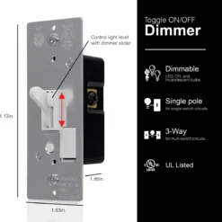 GE UltraPro On/Off Single Pole Toggle Dimmer, White