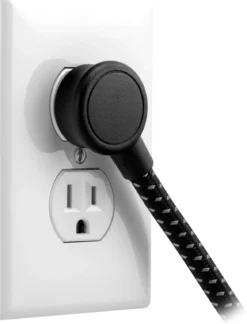 GE UltraPro 3-Outlet Surge Protector with USB, 245 Joules, 1 USB-A & 1 USB-C Port, 4ft Braided Extension Cord, Flat Plug, Black