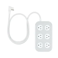 GE UltraPro 12-Outlet Surge Protector, 2100 Joules, 4ft Braided Extension Cord, Flat Plug, Gray/White