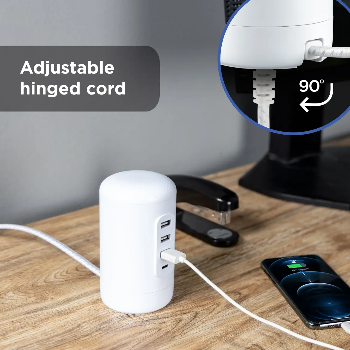 GE USB Desktop Charging Station, White