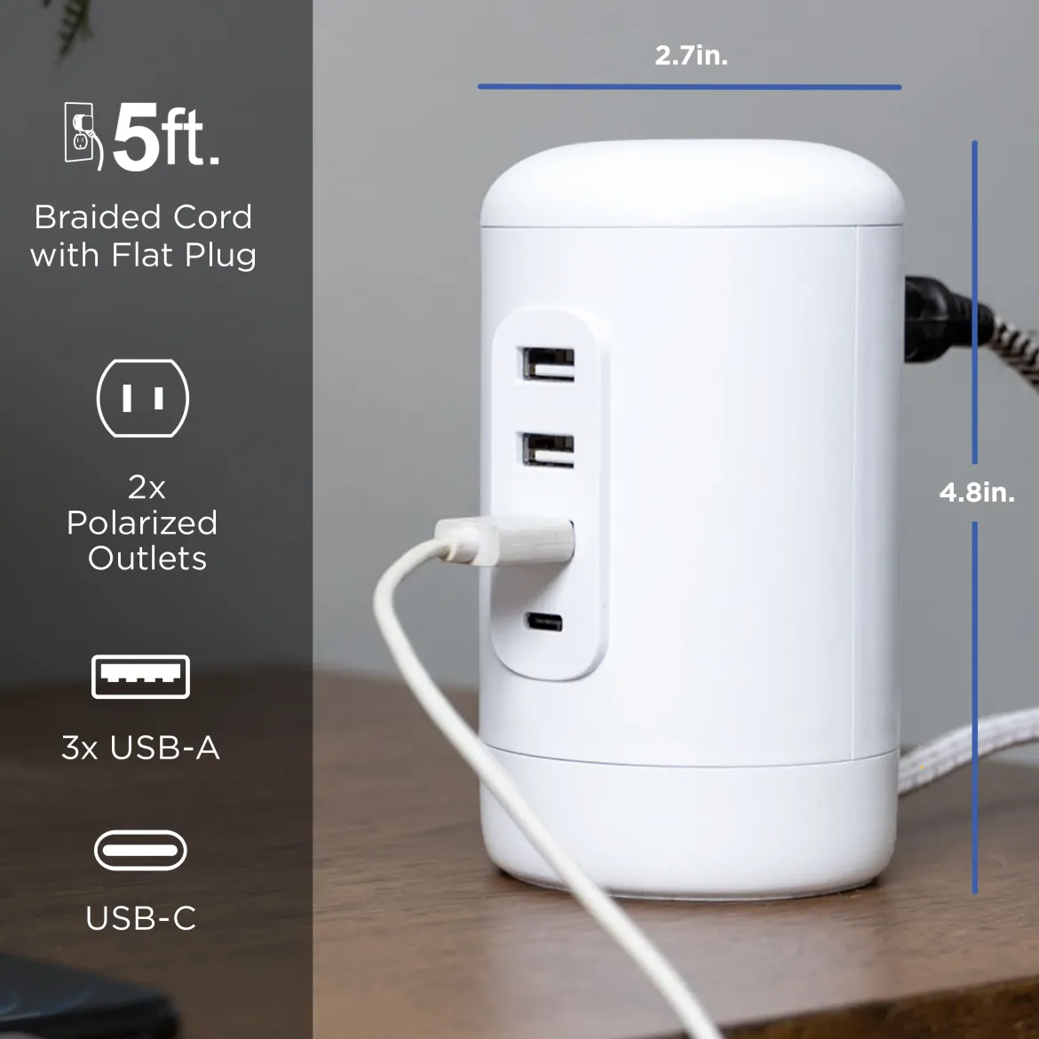 GE USB Desktop Charging Station, White