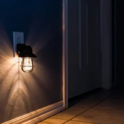 GE Vintage Cage Frame Light Sensing LED Night Light, Black, 4 Pack