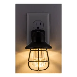 GE Vintage Cage Frame Light Sensing LED Night Light, Black
