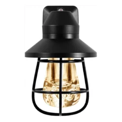 GE Vintage Cage Frame Light Sensing LED Night Light, Black